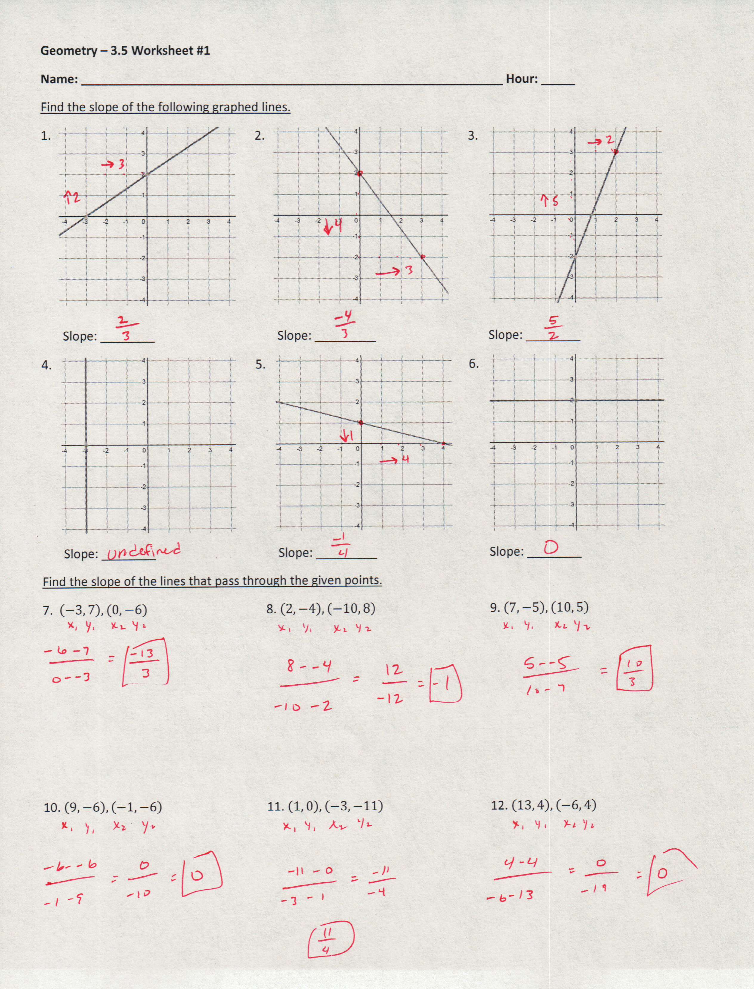3.4 equations of lines answer key